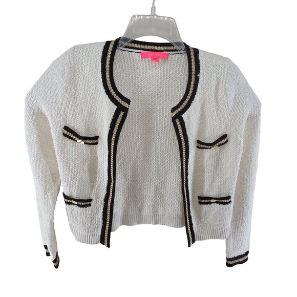 Lilly Pulitzer Women's Nalayna Cardigan Knit White, black Gold Size S Classic - Picture 9 of 11